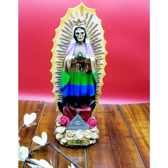 Santa Muerte Statue 13 inch  7 Colors figurine with aura - Picture 1 of 8